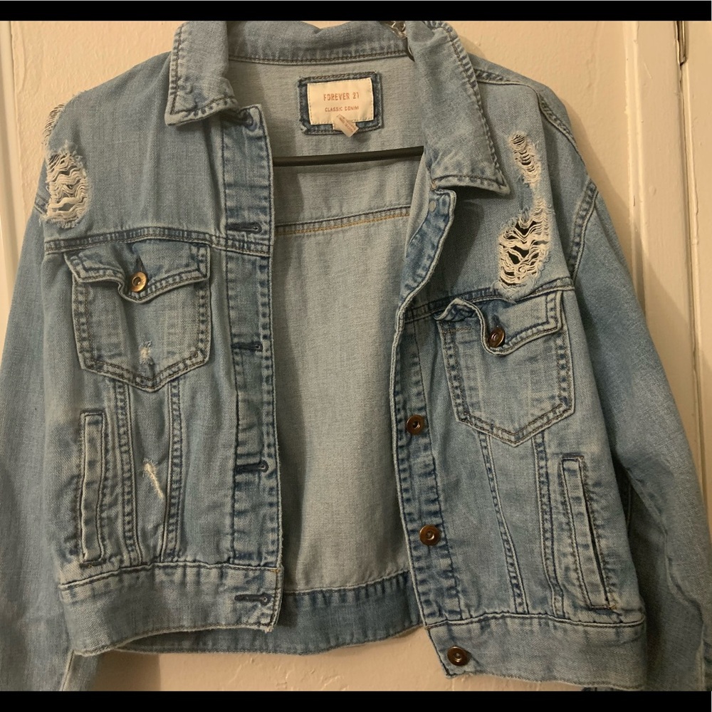 Distressed denim jacket